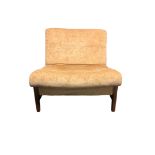 Teak upholstered easy chair 1970's. 71 w x 71 h x 80 d. Collection only.