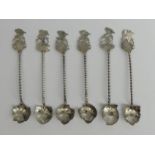 A set of six Burmese silver ornate teaspoons, 38 grams. 11 cm. UK postage £12.