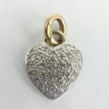 9 carat white and yellow gold diamond set heart pendant, 2.9 grams. 14 x 20 mm. UK Postage £12.