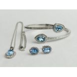Swarovski crystal bangle, earrings and necklace suite of jewellery. UK Postage £12.