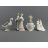 Lladro Bride and Groom, Royal Worcester Bride and Groom, Nao figure of a duck and a Girl. UK Postage
