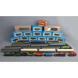 Various Hornby, Lima and airfix OO gauge carriages, rolling stock and locomotives, a collection.