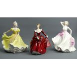 Coalport figurine Young Love and two Royal Doulton examples Fragrance and Ninette. UK Postage £16.