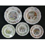 Royal Doulton Brambly Hedge plates -The Birthday, The Dairy, Spring, Summer and Autumn. UK