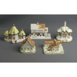 Coalport China cottages - Three Steeples, Toy Shop, Little Grey Rabbits House, The Gate House and