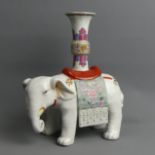 Chinese famille rose porcelain elephant form vase, 20th century. 26.5 cm. UK Postage £16.