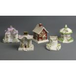 Coalport China Cottages - Wishing Well, Red house, Park Folly, Umbrella House and The Country