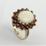 9ct gold opal and garnet cluster ring, 4.2 grams. Size N, 17.7 grams. UK Postage £12.