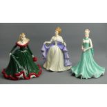 Two Coalport figurines Merry Christmas 2011 and Happpy Anniversay and a Royal Doulton figure