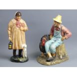 Royal Doulton figures - Thanksgiving hn2446 and The Shepherd hn1975. 22.5 cm. UK Postage £14.
