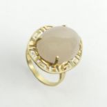 14ct gold rose quartz single stone ring, 5.5 grams. Size M, 23 mm. UK Postage £12.