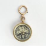 George V 9ct gold compass fob, Birm.1922, 7.2 grams. 19 mm dia. UK Postage £12.