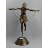 A bronze Art Deco style figure of a dancer. 51 cm. UK Postage £20.