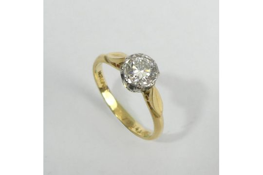 18ct gold diamond solitaire (approx 1/2 carat), 2.8 grams. Size M, 6.7 mm. UK Postage £12. - Image 1 of 5