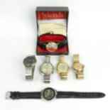Six gents vintage manual wind watches, including Avia, Ingersoll and Sekonda. UK Postage £12.