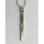 9ct white and yellow gold diamond pendant and chain, 6.4 grams. Pendant 39 mm, chain 46 cm. UK