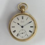 Gents gold plated top wind pocket watch. 50 x 70 mm. UK Postage £12.