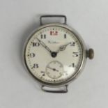 Waltham Red 12 silver trench watch, Birm.1914. 35 mm wide inc. button. UK Postage £12.