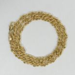 9ct gold fancy twist link chain necklace, 5.7 grams. 47 cm x 3.5 mm. UK Postage £12.