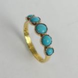 Antique gold and turquoise ring, the inside with an inscription 'Virtue Paseth Riches'. Size P, 5.