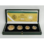 2002 United Kingdom gold proof four coin Sovereign collection, made in a limited edition, this being