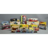 Two boxed Corgi Classics 97399 Fire Engine and 97840 Tanker along with three Vanguards boxed die-