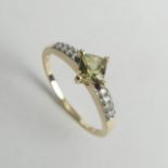 9ct gold topaz and citrine ring, 2 grams. Size Q, 7.7 mm. UK Postage £12.