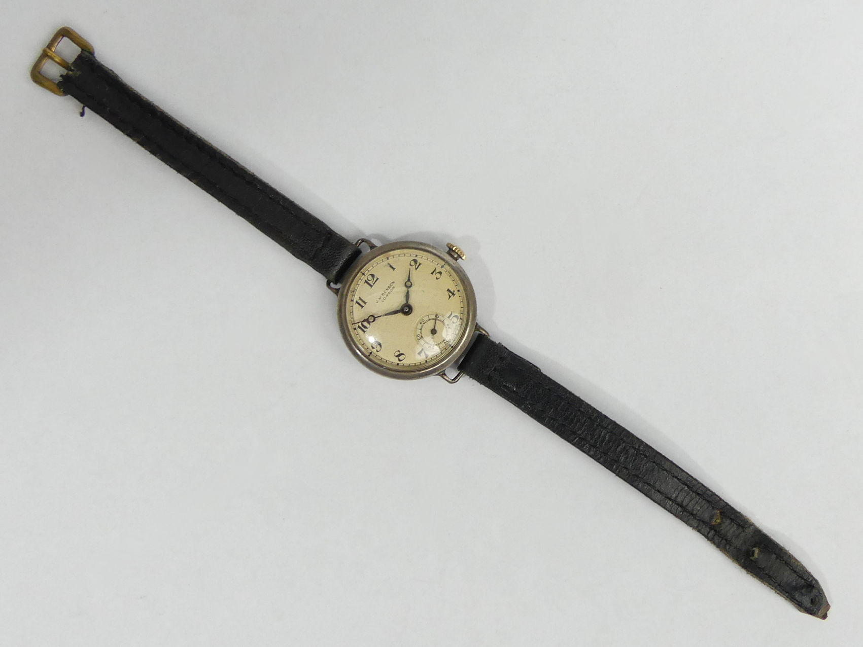 Early J W Benson silver cased manual wind watch, Birm.1913. 28 mm inc. button. UK Postage £12. - Image 4 of 5
