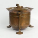 WAS Benson arts and crafts beaten copper biscuit barrel. 12.5 cm high. UK Postage £12.
