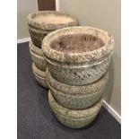 A good quality set of six Cotswold stone planters. 53 x 30 cm. Collection only.