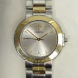 Herblin stainless steel and 18ct gold quartz date adjust watch. 38 mm wide inc. button. UK