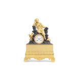 A FINE EARLY 19TH CENTURY BRONZE AND ORMOLU CLOCK DEPICTING 'YOUNG BYRON'