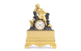 A FINE EARLY 19TH CENTURY BRONZE AND ORMOLU CLOCK DEPICTING 'YOUNG BYRON'
