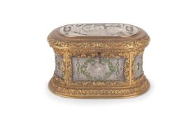 A 19TH CENTURY FRENCH ORMOLU AND SILVERED JEWELLERY CASKET