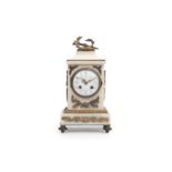 A 19TH CENTURY FRENCH WHITE MARBLE AND GILT BRONZE MOUNTED CLOCK