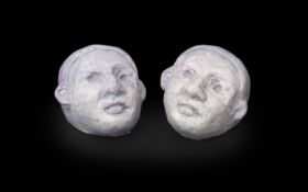 SIR EDUARDO PAOLOZZI (BRITISH, 1924-2005): A PAIR OF SELF PORTRAIT HEADS, PLASTER