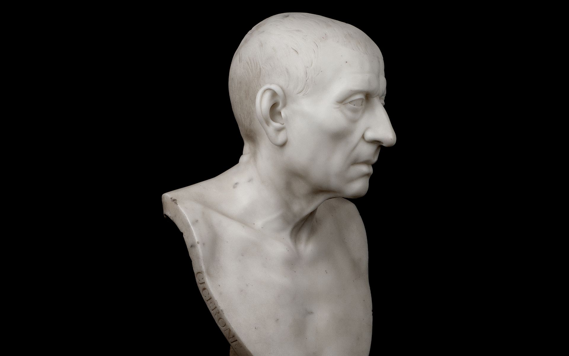 AN EARLY 19TH CENTURY MARBLE BUST OF CICERO BY FRANCO FRANCHI (ITALIAN) - Bild 3 aus 4