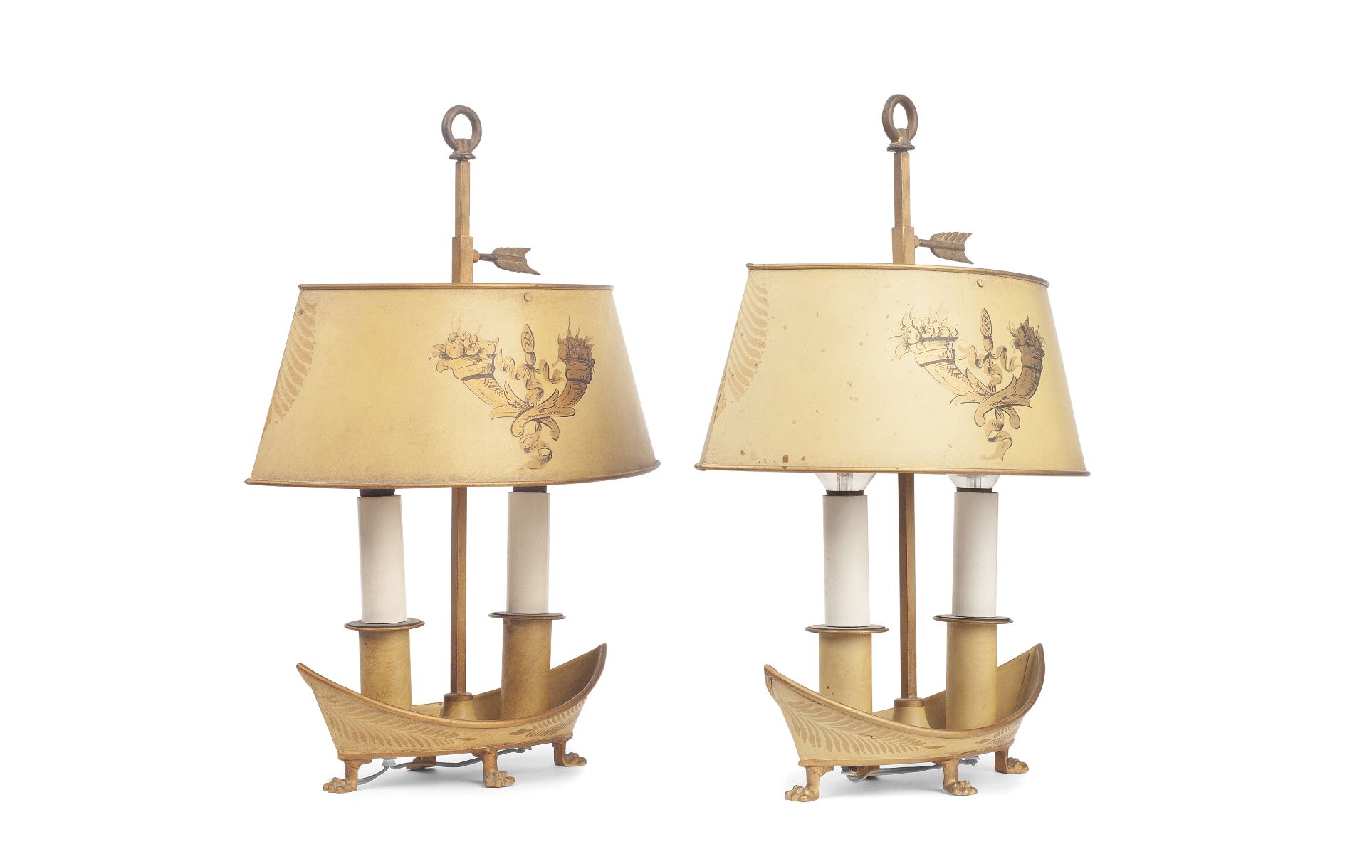 A PAIR OF LOUIS XVI STYLE TOLEWARE BOUILLOTTE LAMPS - Image 2 of 2