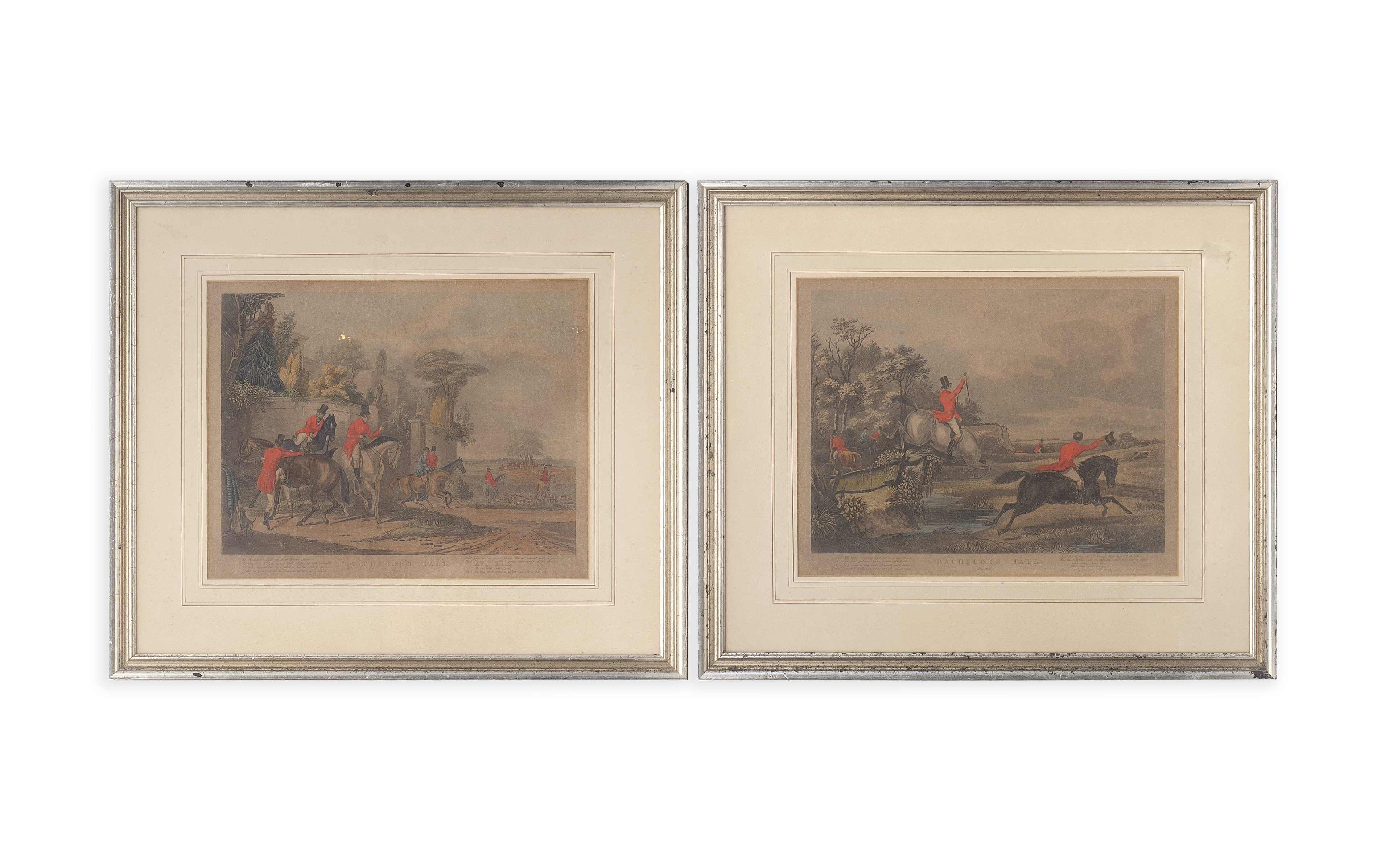 A PAIR OF 19TH CENTURY HUNTING SCENES TOGETHER WITH TEN OTHER PRINTS
