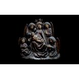 A 15TH CENTURY SOUTH GERMAN (ULM) FIGURAL GROUP OF THE VIRGIN AND CHILD CIRCA 1470