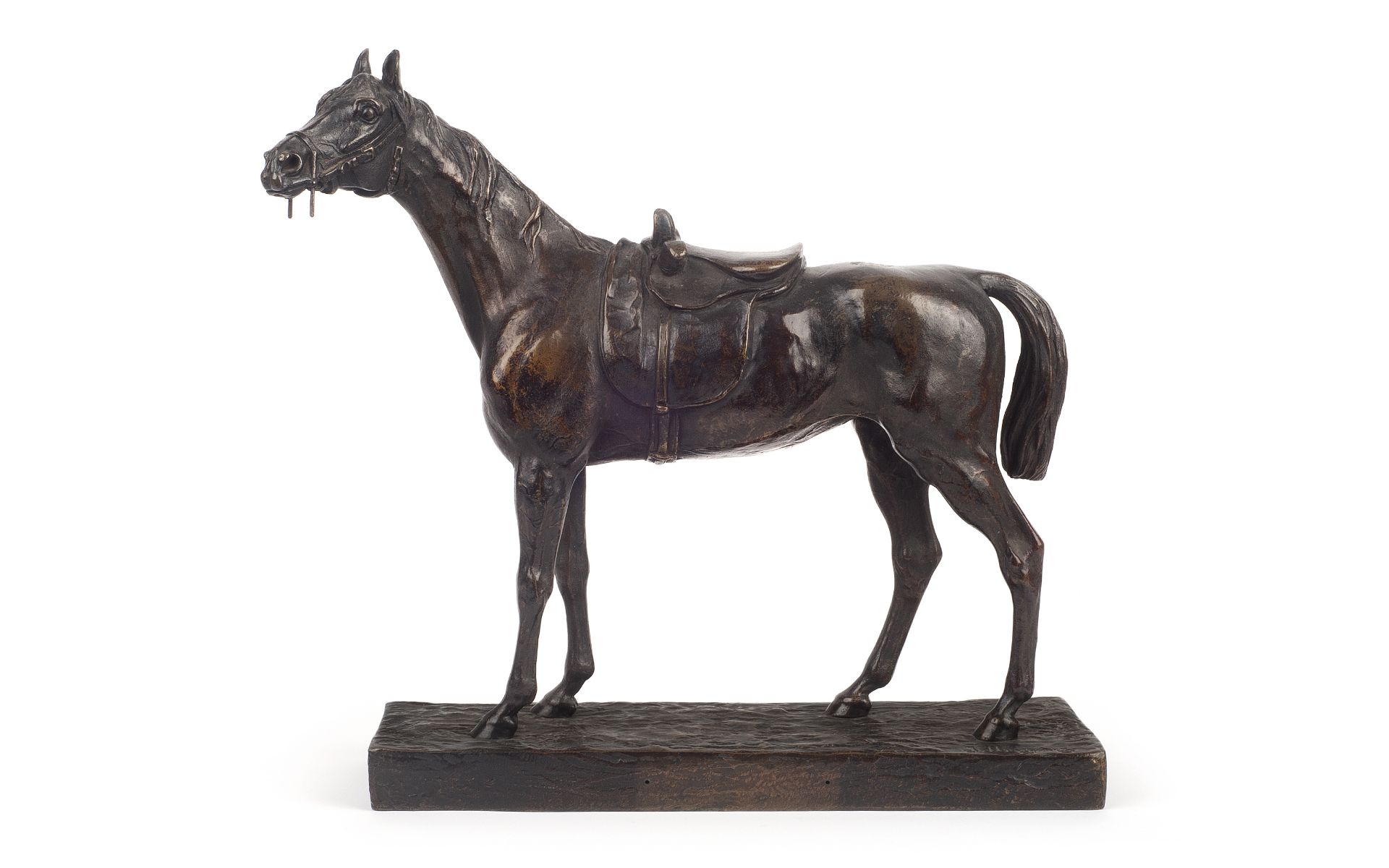 JULES MOIGNIEZ (FRENCH, 1835-1894): A BRONZE MODEL OF A HORSE WITH SIDE SADDLE