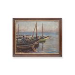 W SMITH, 20TH CENTURY SCHOOL PAINTING OF BOATS ON THE SHORE