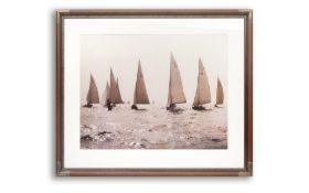 A LARGE PHOTOGRAPHIC PRINT OF A SIX METER YACHT RACE
