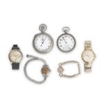 A SWISS 'TROY ANTIMAGNETIC' POCKET WATCH TOGETHER WITH FIVE OTHER VARIOUS WATCHES