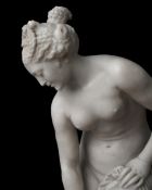 AFTER CHRISTOPHE-GABRIEL ALLEGRAIN (FRENCH, 1710-1795): A 19TH CENTURY ALABASTER FIGURE OF...