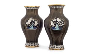 A PAIR OF CHINESE CLOISONNE VASES, PROBABLY EARLY 20TH CENTURY