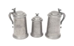 THREE 19TH CENTURY PEWTER TANKARDS RELATING TO OXFORD COLLEGES