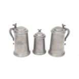 THREE 19TH CENTURY PEWTER TANKARDS RELATING TO OXFORD COLLEGES