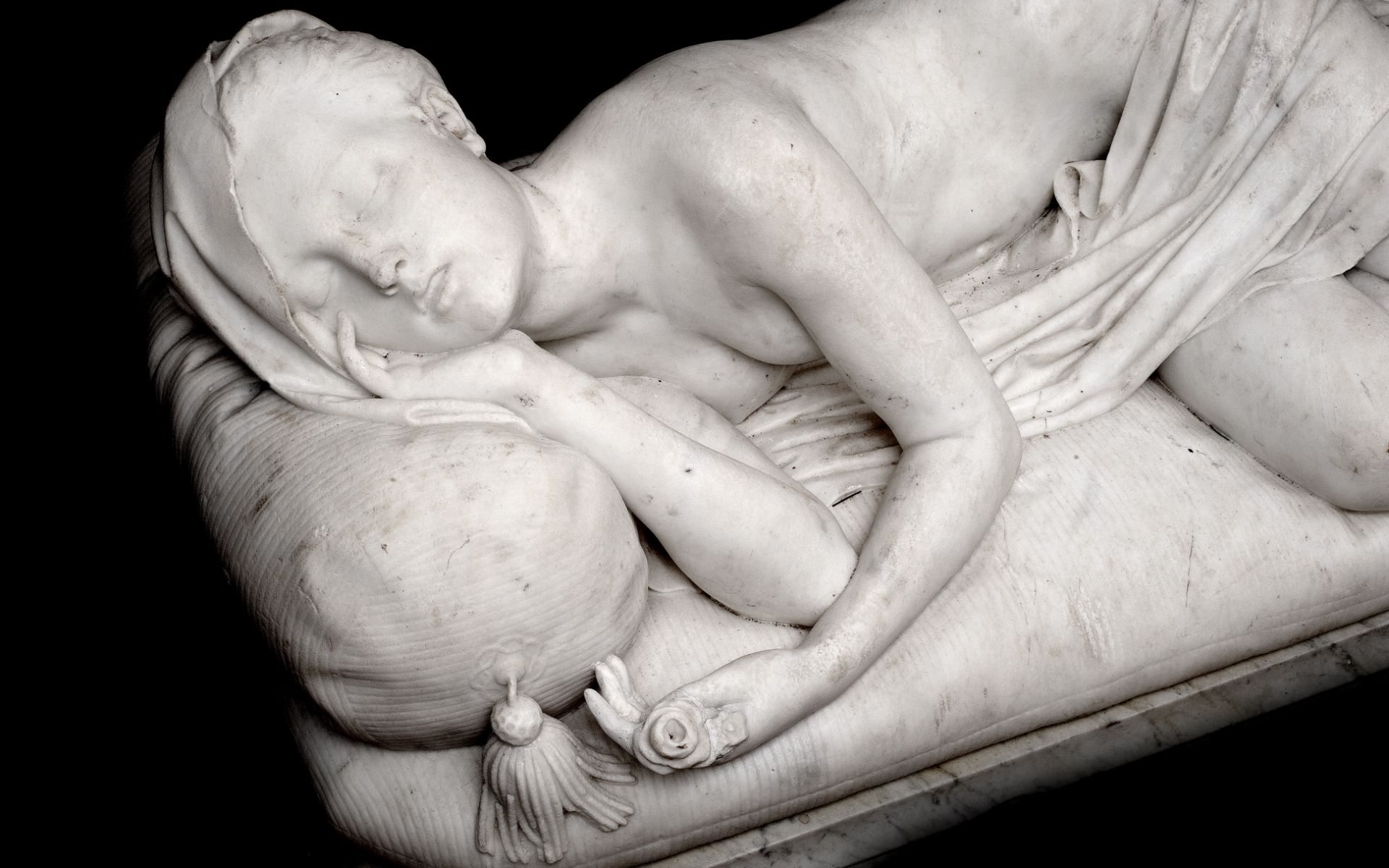 GIOSUE ARGENTI (ITALIAN, 1819-1901): A LIFE-SIZE MARBLE FIGURE OF A SLEEPING GIRL, 1869 - Bild 7 aus 7