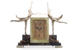 FERDINAND PREISS (1882-1943): A RARE 'BUTTERFLY DANCERS' ART DECO CLOCK